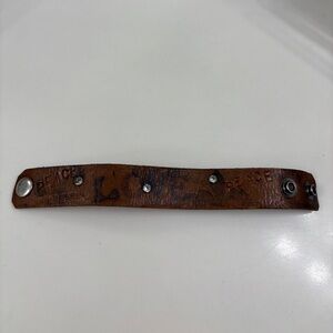 Buckle Genuine Leather Snap Bracelet Peace Genesis Brown Cuff